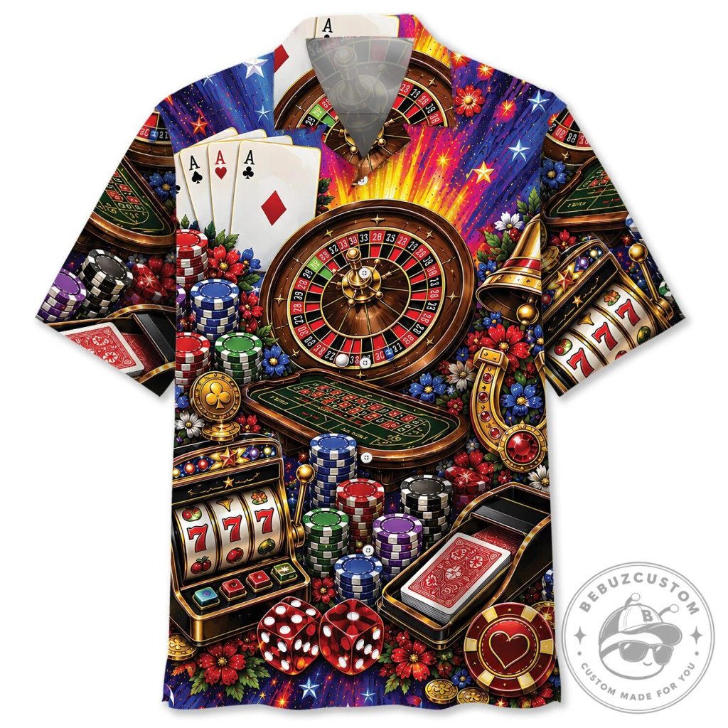 Vibrant Casino Night Poker Game Hawaiian Shirt for Men Vibrant Casino Night Poker Game Hawaiian Shirt for Men