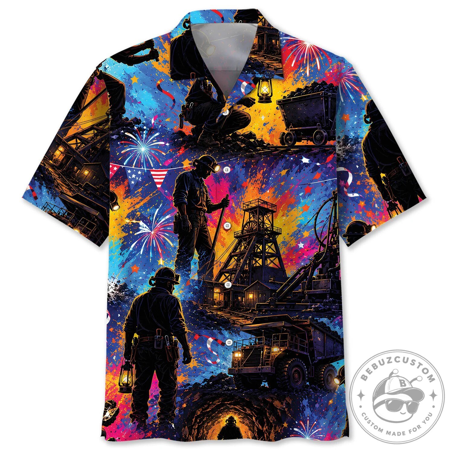 Mining Industry Vintage Art Fireworks Hawaiian Shirt