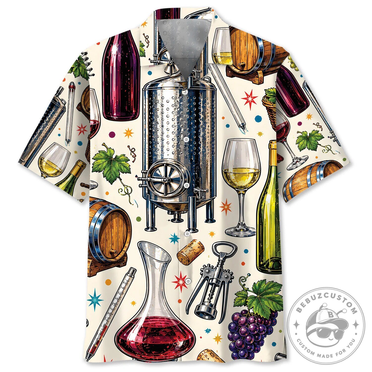 Winemaker Vintage Art Colorful Wine Making Hawaiian Shirt