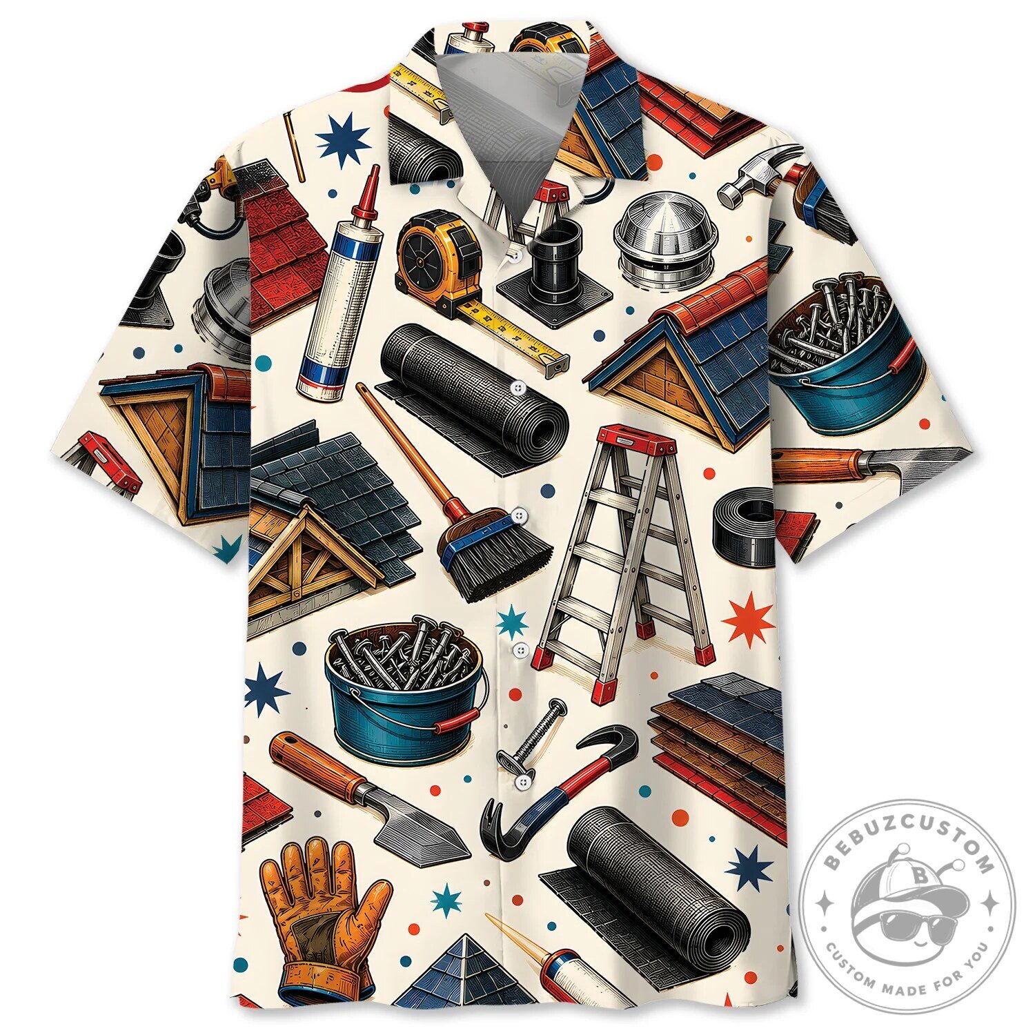 Roofer Tools Vintage Art Hawaiian Shirt for Men and Women