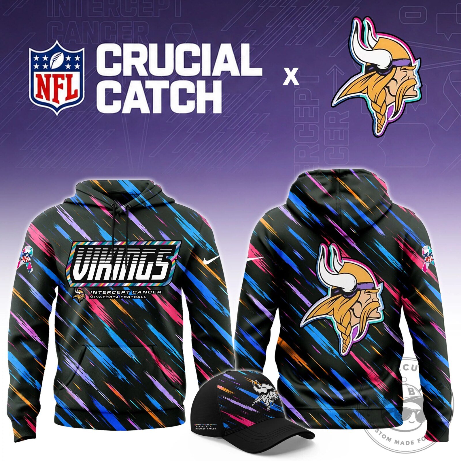 Minnesota Vikings Crucial Catch Intercept Cancer Hoodie