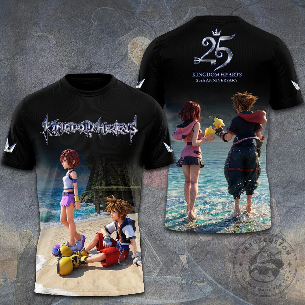 Kingdom Hearts 25th Anniversary Sora Kairi Riku Beach Scene T-Shirt