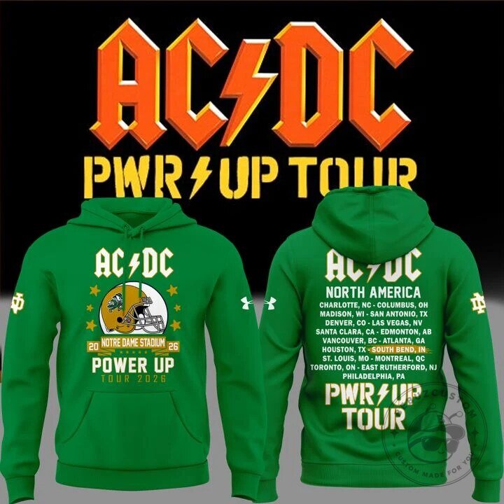 Notre Dame Stadium AC/DC Power Up Tour 2026 Concert Dates Hoodie
