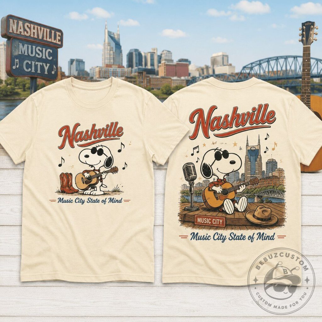 Nashville Country Music Shirt with Snoopy Playing Guitar, Music City State of Mind T-Shirt Nashville Country Music Shirt with Snoopy Playing Guitar, Music City State of Mind T-Shirt