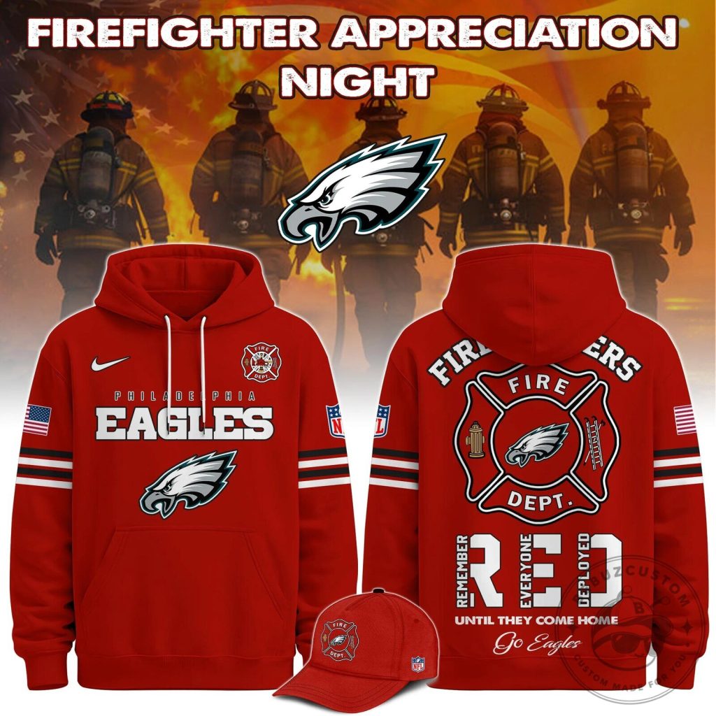 Red Hoodie for Firefighter Appreciation Night by Philadelphia Eagles Red Hoodie for Firefighter Appreciation Night by Philadelphia Eagles