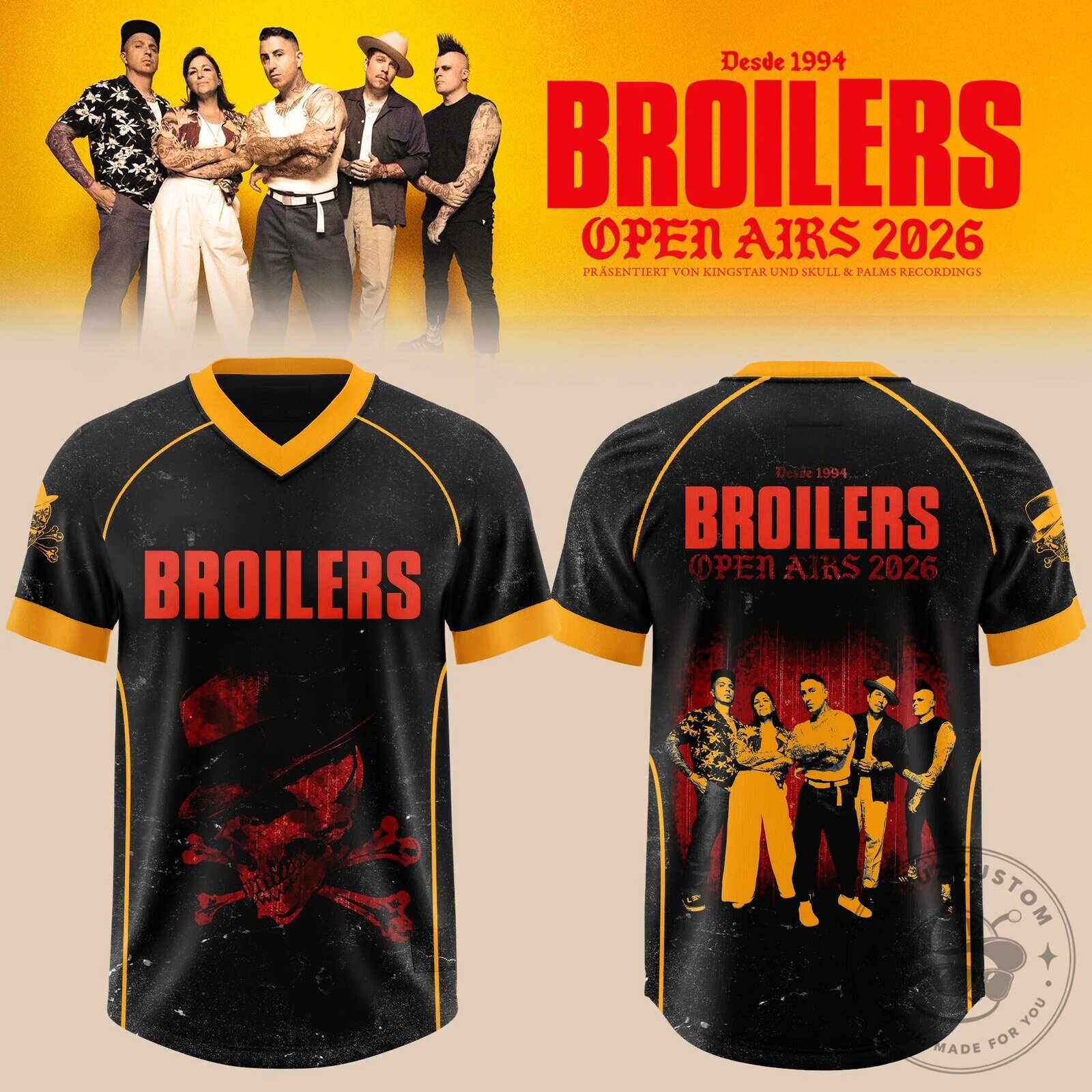 Broilers Open Airs 2026 Concert Band Black and Gold Football Jersey