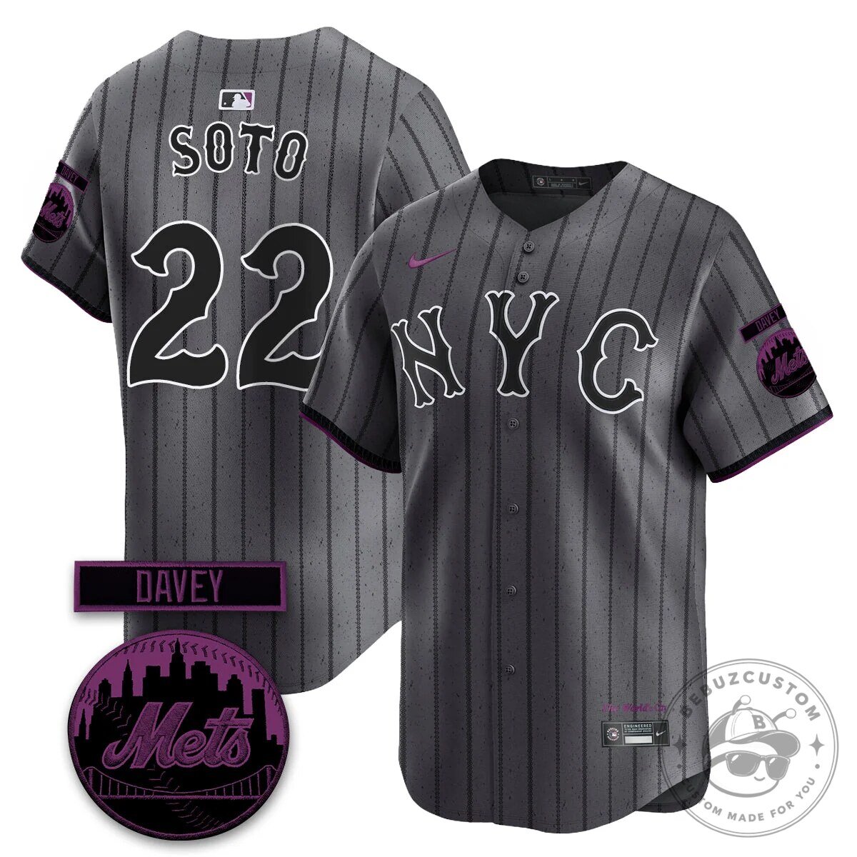 New York Mets Davey Johnson Pinstripe Baseball Jersey