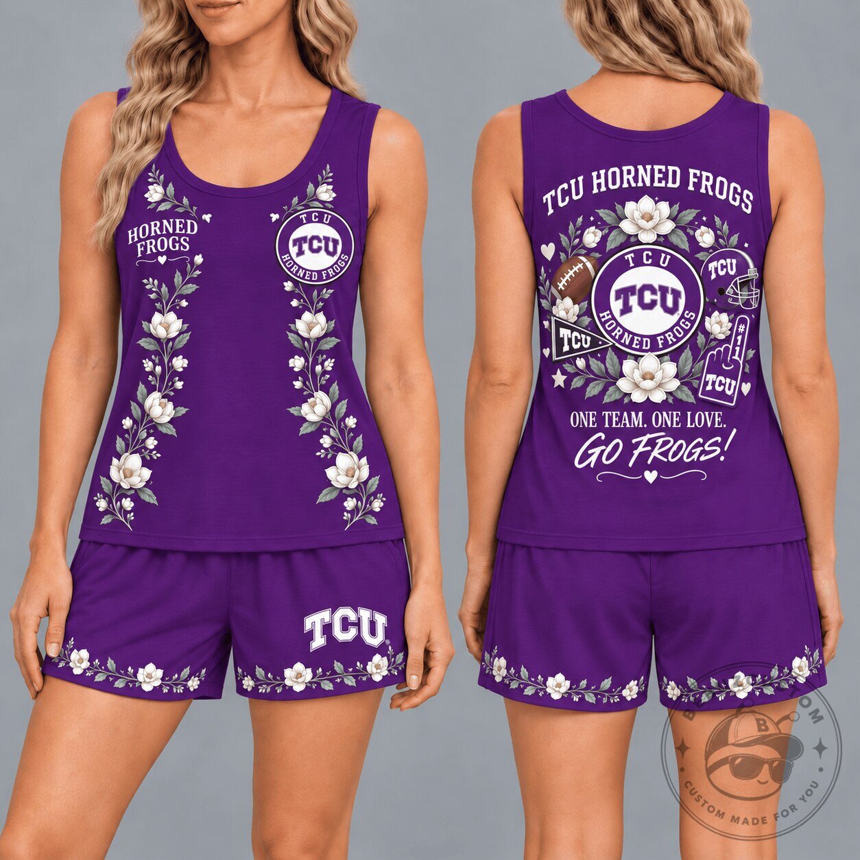 Texas Christian University Horned Frogs Floral Pajama Set