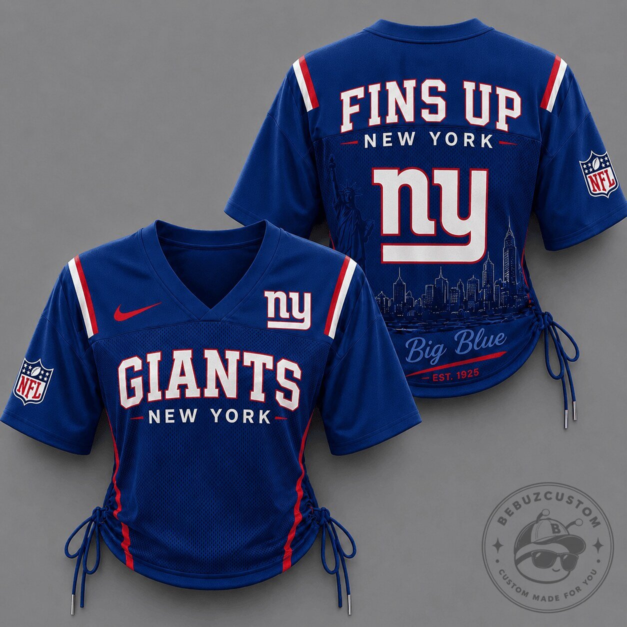 New York Giants Women's Lace-Up Football Jersey Top