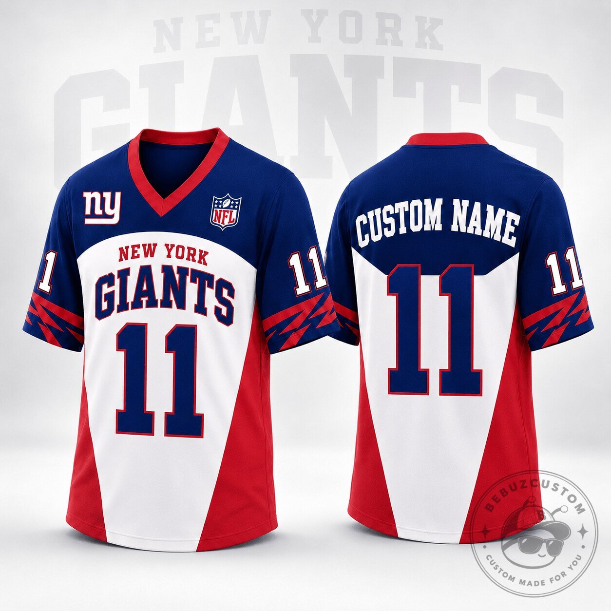 New York Giants Personalized Game Day V-Neck Football Jersey
