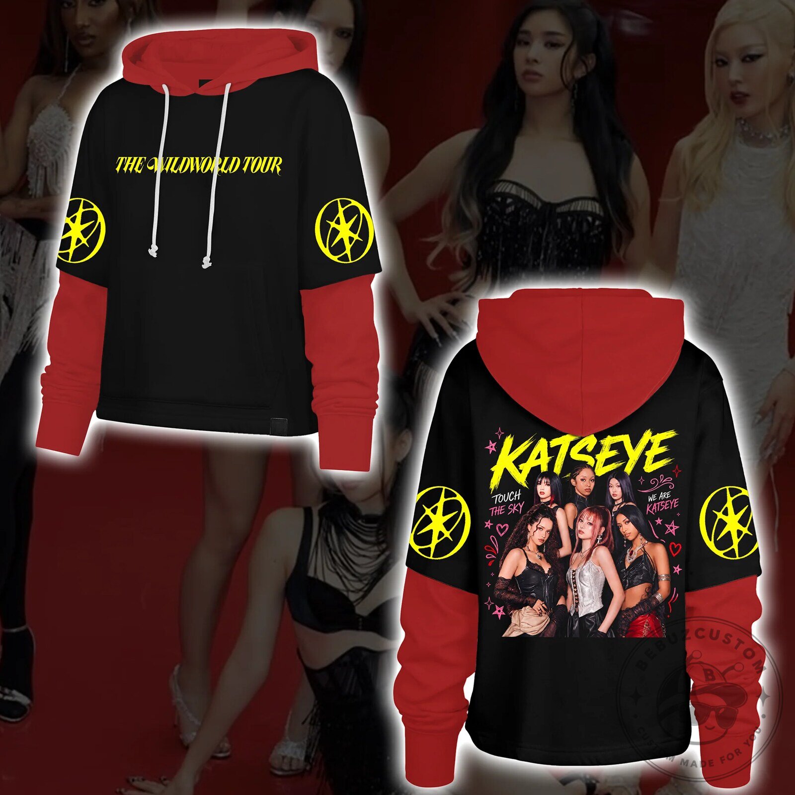 KATSEYE Touch The Sky 1d fan merch The Wildworld Tour Hoodie