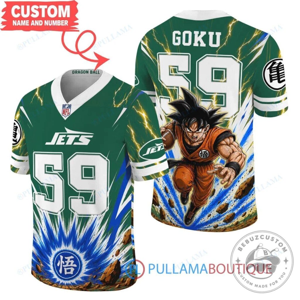 New York Jets Football Son Goku Dragon Ball Z Saiyan Custom Jersey
