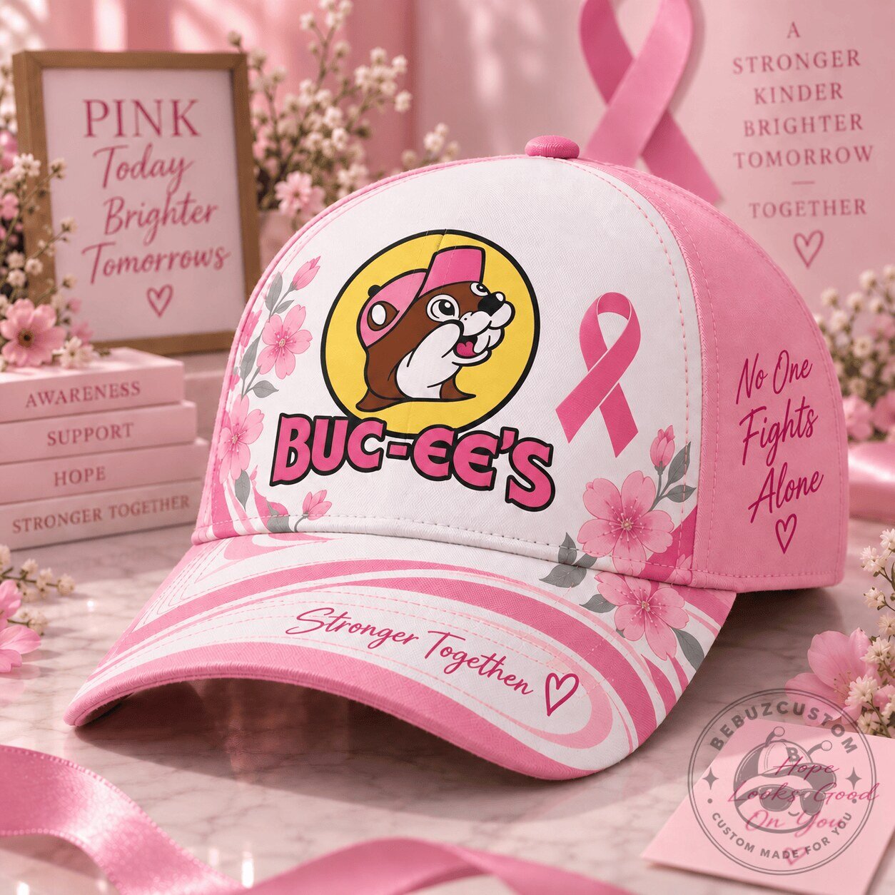 Buc-ee's Breast Cancer Awareness Pink Ribbon Baseball Cap Hat