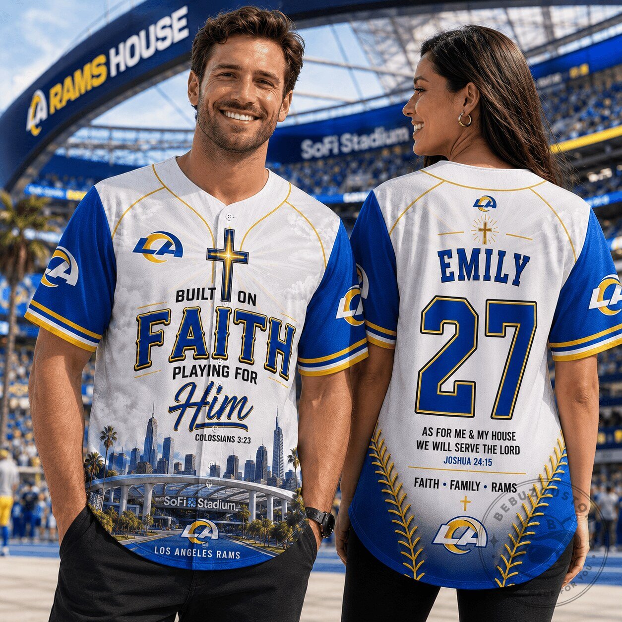 Los Angeles Rams Football Faith Baseball Jersey for Men and Women