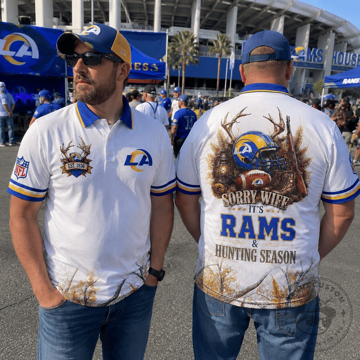 Los Angeles Rams Football Hunting Season Fan Polo Shirt
