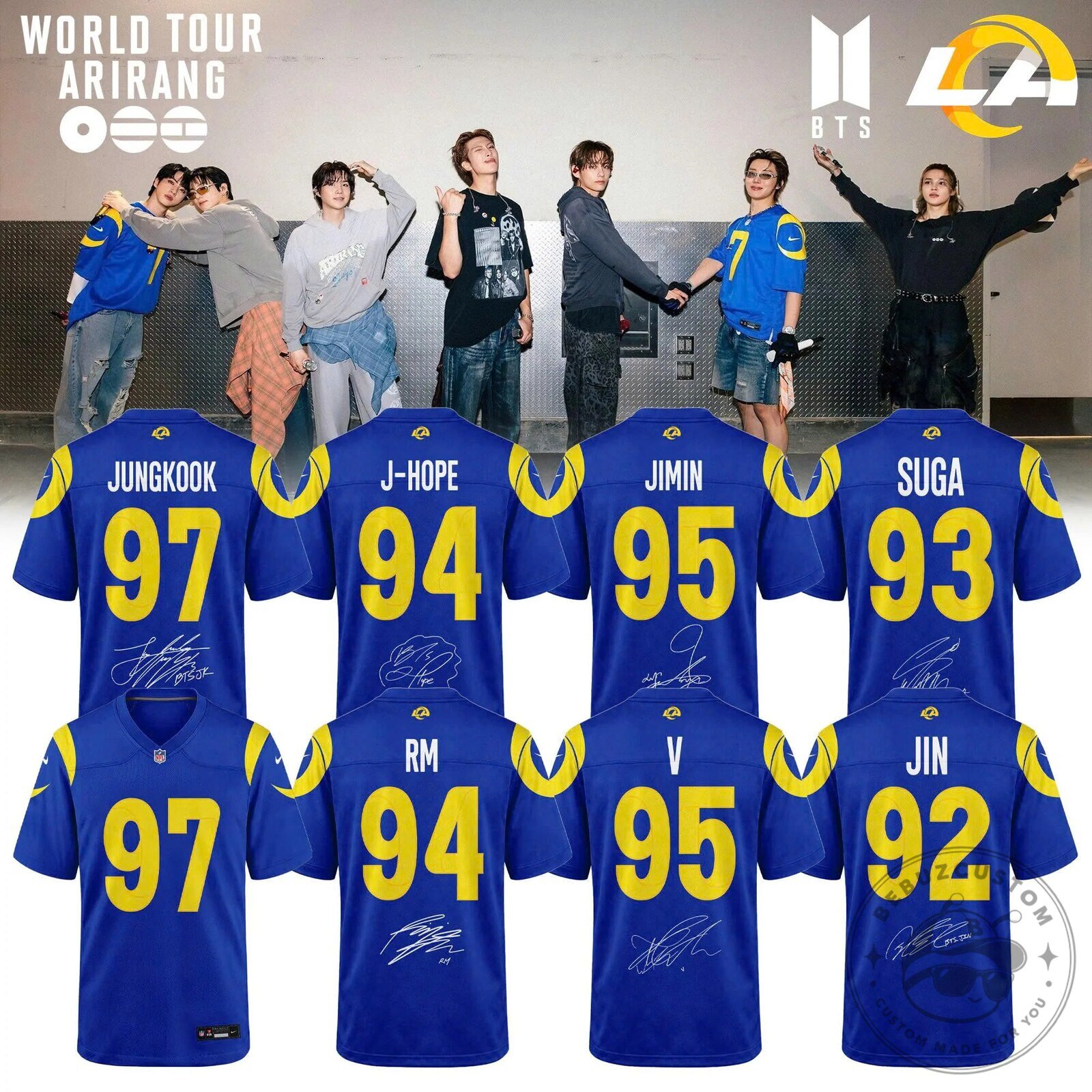 Los Angeles Rams Football Team BTS Jungkook 97 Edition Jersey