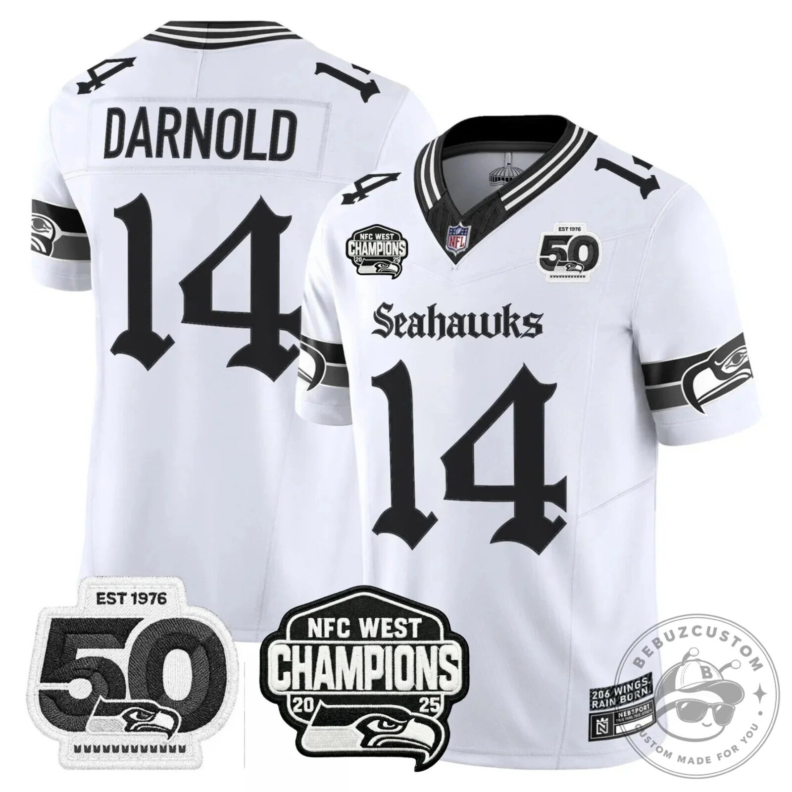 NFC West Champions Seattle Seahawks Jaxon Smith-Njigba Number 11 Black Football Jersey 48 NFC West Champions Seattle Seahawks Jaxon Smith-Njigba Number 11 Black Football Jersey