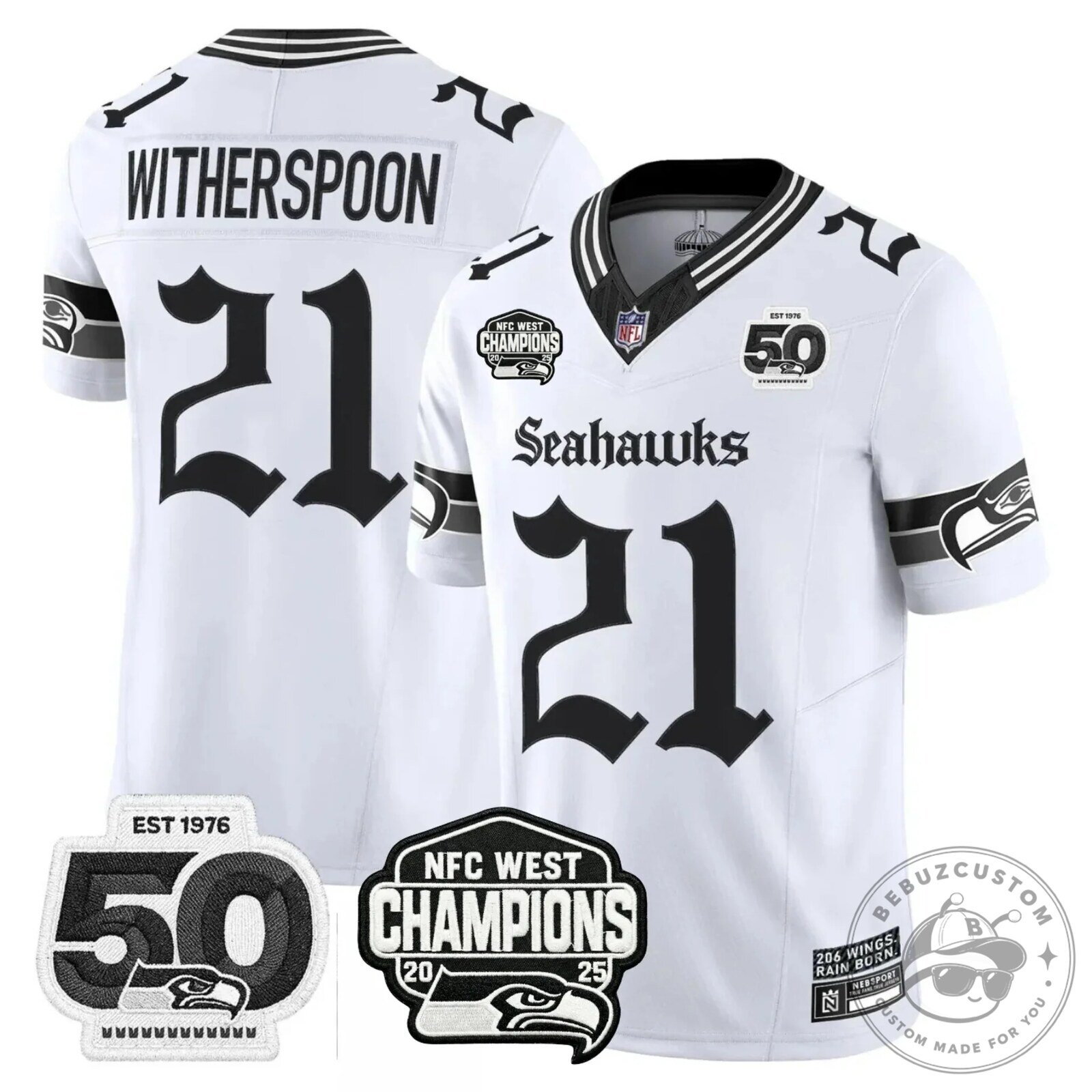 NFC West Champions Seattle Seahawks Jaxon Smith-Njigba Number 11 Black Football Jersey 51 NFC West Champions Seattle Seahawks Jaxon Smith-Njigba Number 11 Black Football Jersey