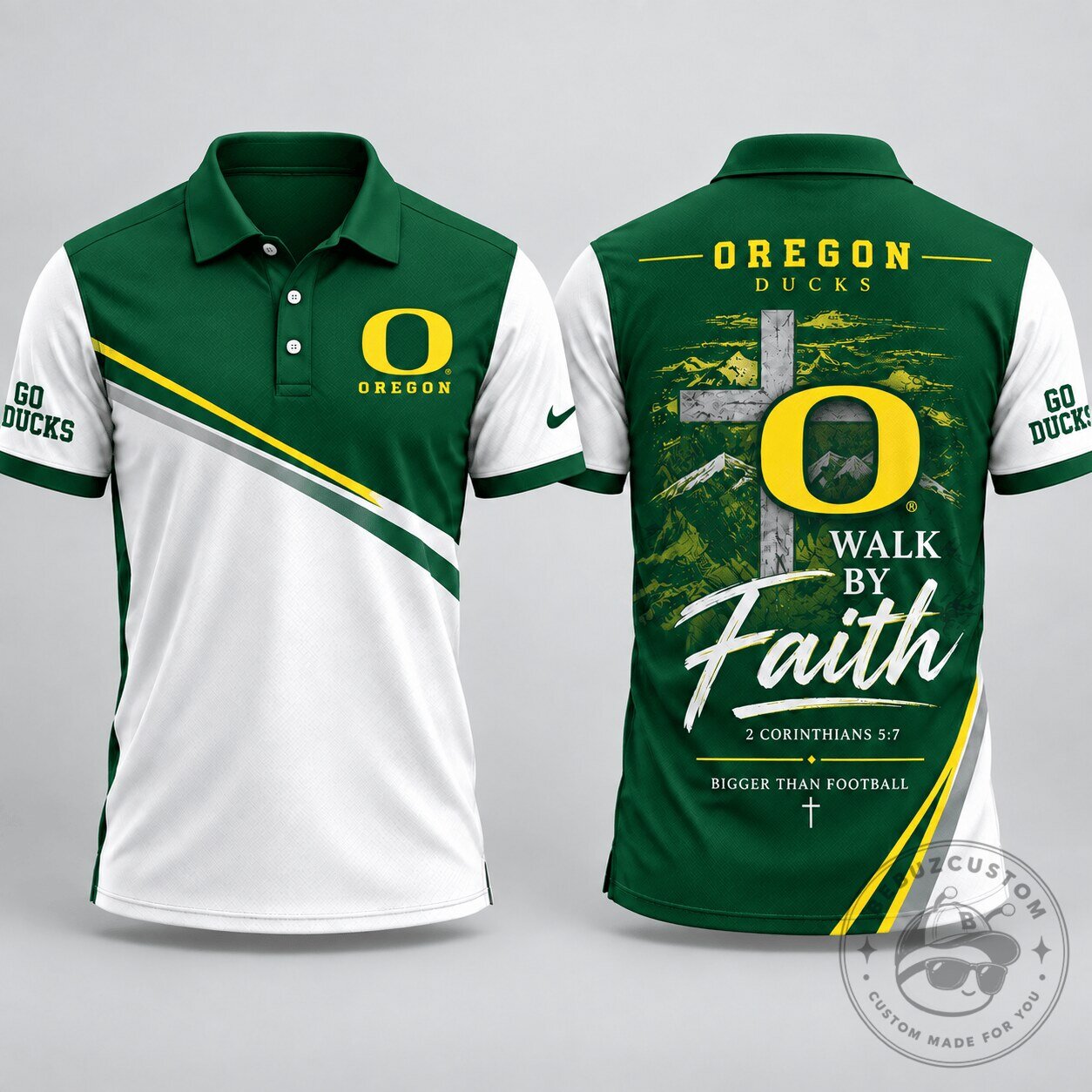 Oregon Ducks NCAA Walk By Faith Football Game Day Polo Shirt