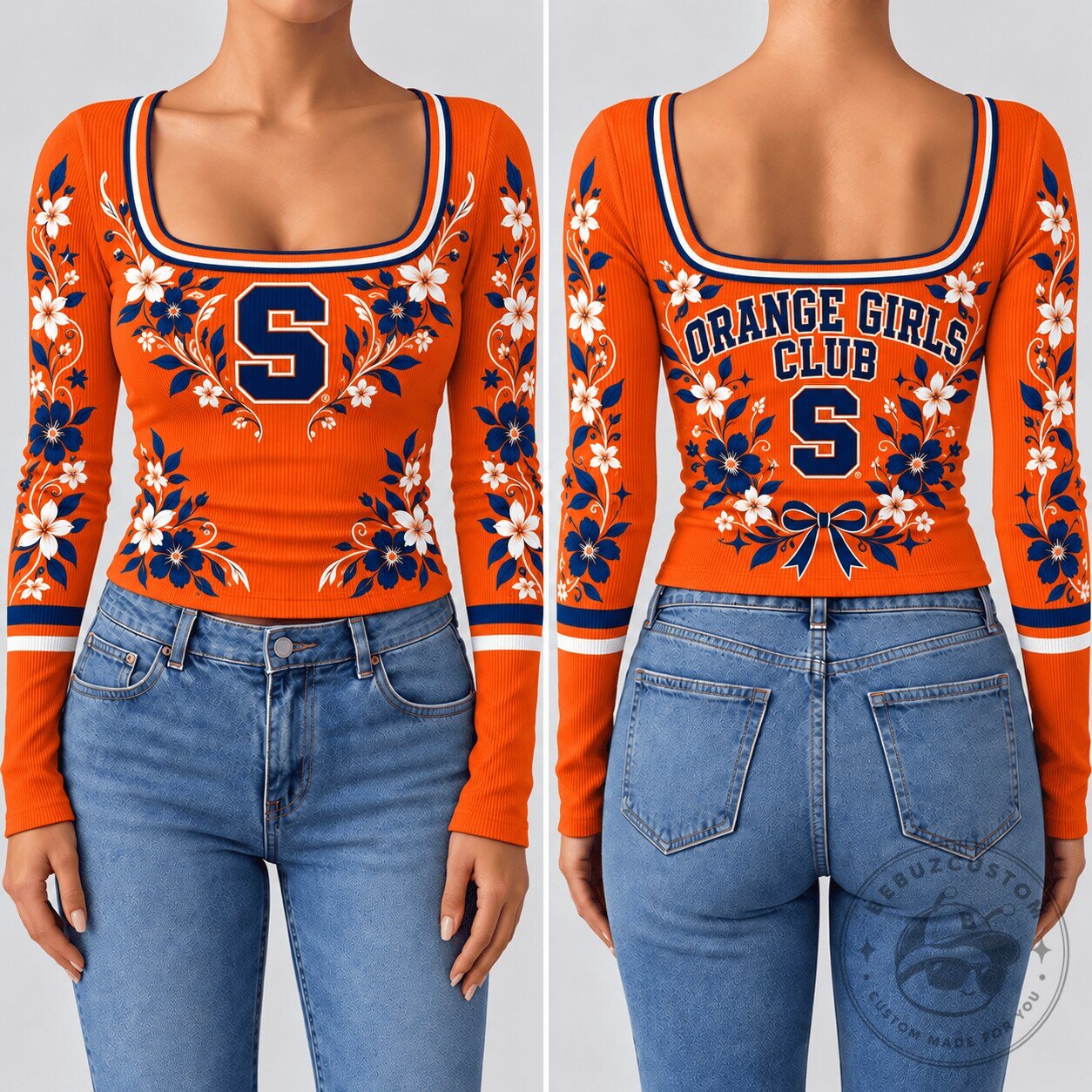 Syracuse Orange Girls Club Floral Long Sleeve Shirt for Women