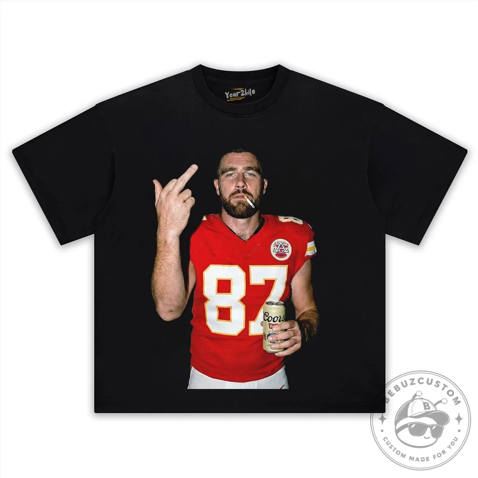 Travis Kelce Football Player Middle Finger Coors Beer T-Shirt 15 Travis Kelce Football Player Middle Finger Coors Beer T-Shirt