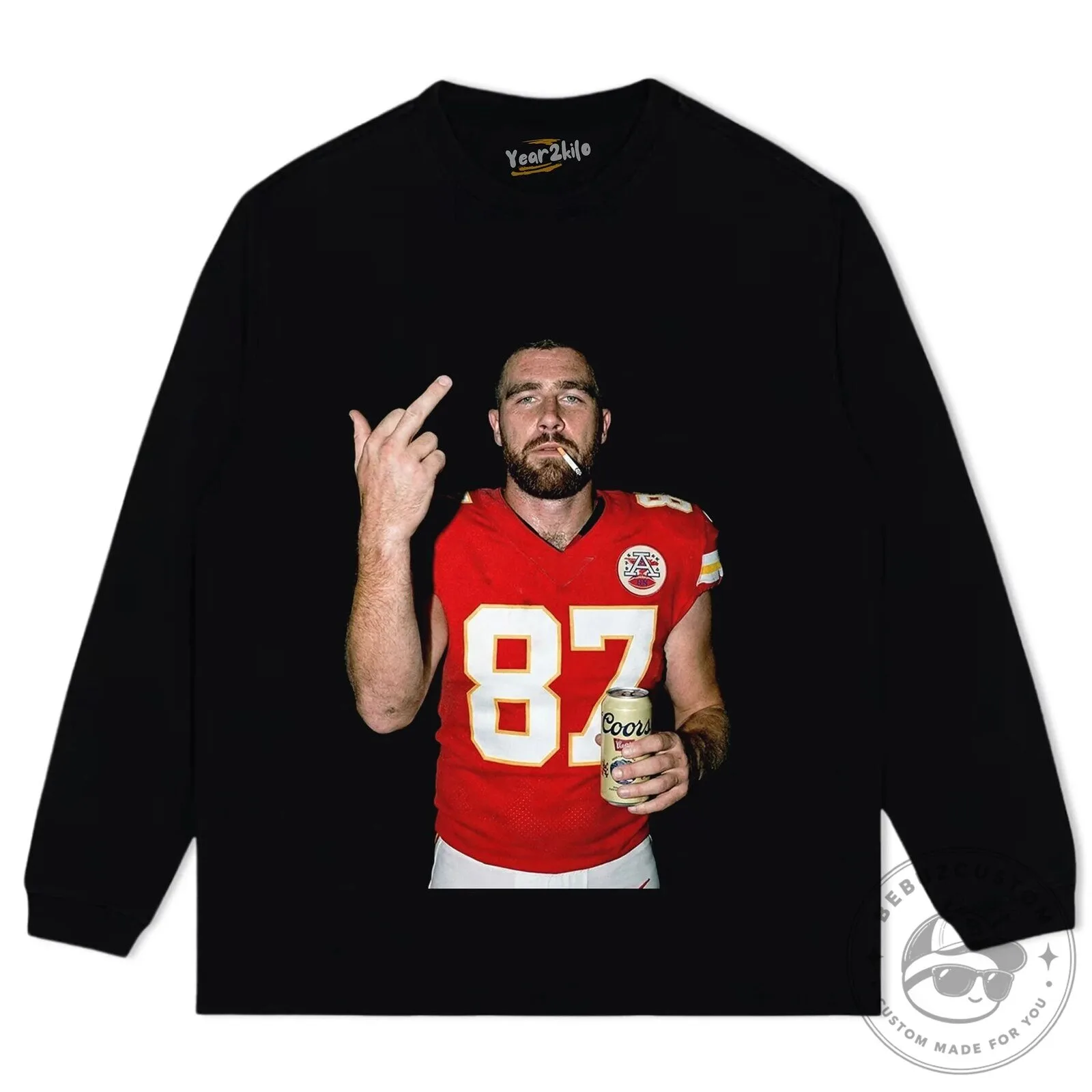 Travis Kelce Football Player Middle Finger Coors Beer T-Shirt 19 Travis Kelce Football Player Middle Finger Coors Beer T-Shirt