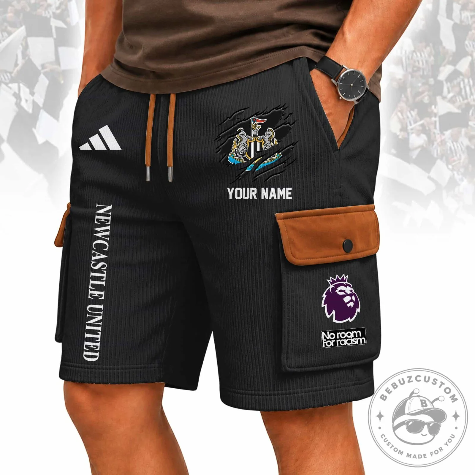 Newcastle United Football Club Personalized Black Cargo Shorts