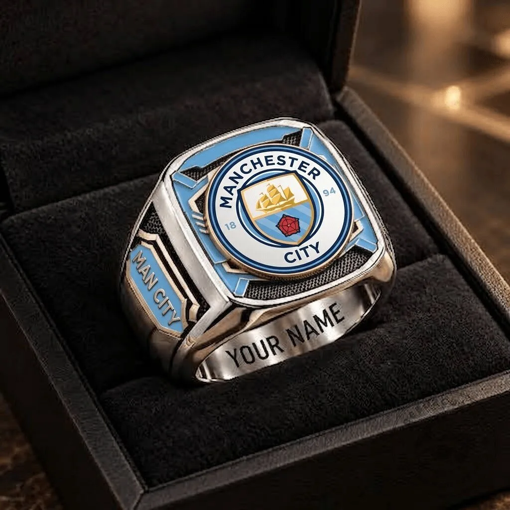 Manchester City Football Club Premier League Custom Engraved Fan Ring