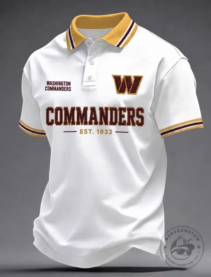White Polo Shirt for Washington Commanders Football Team
