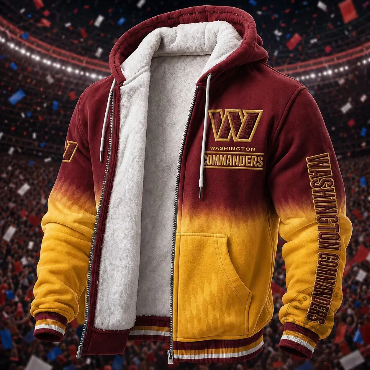 Washington Commanders Football Team Sherpa Lined Full Zip Hoodie