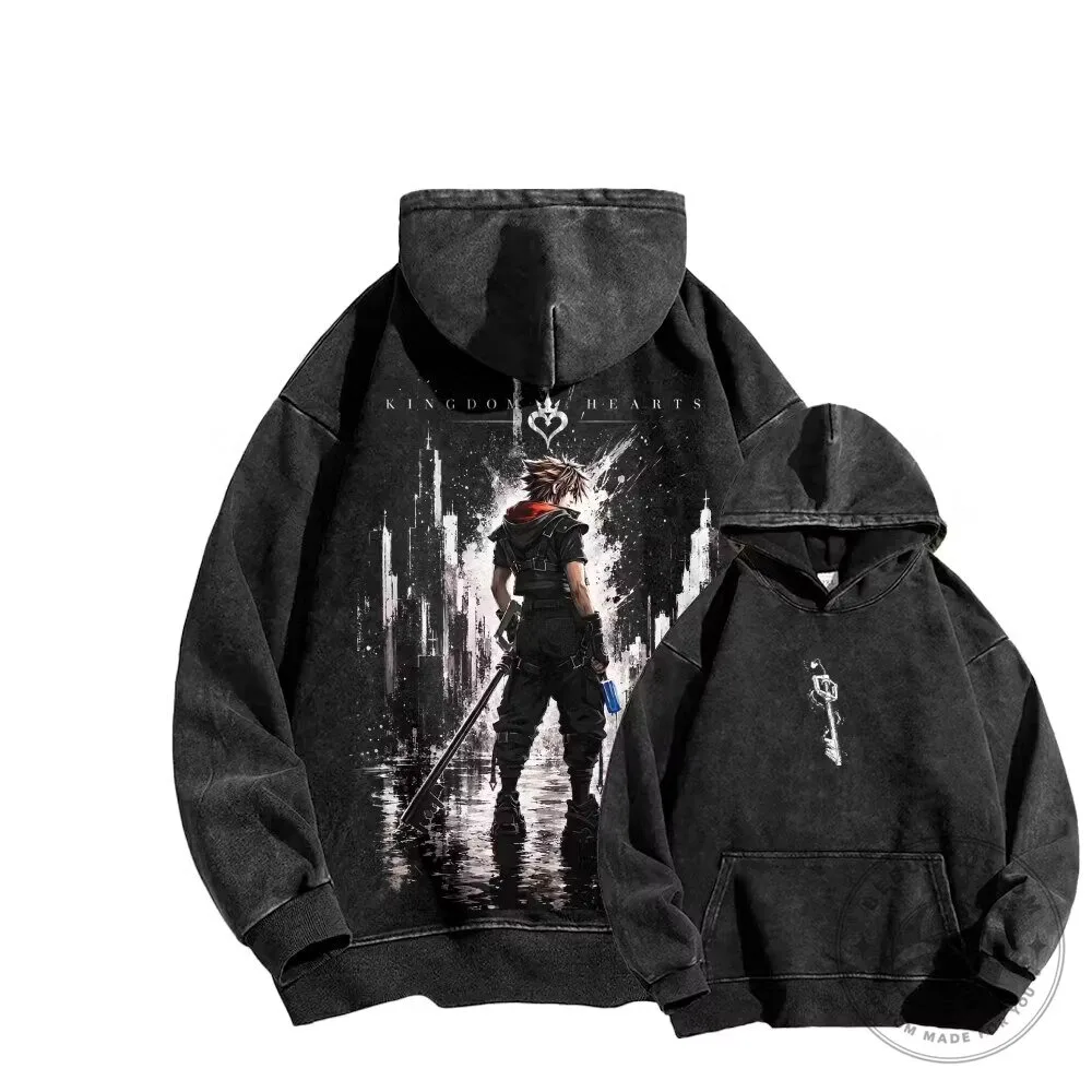 Kingdom Hearts Sora Black Washed Hoodie Video Game Apparel