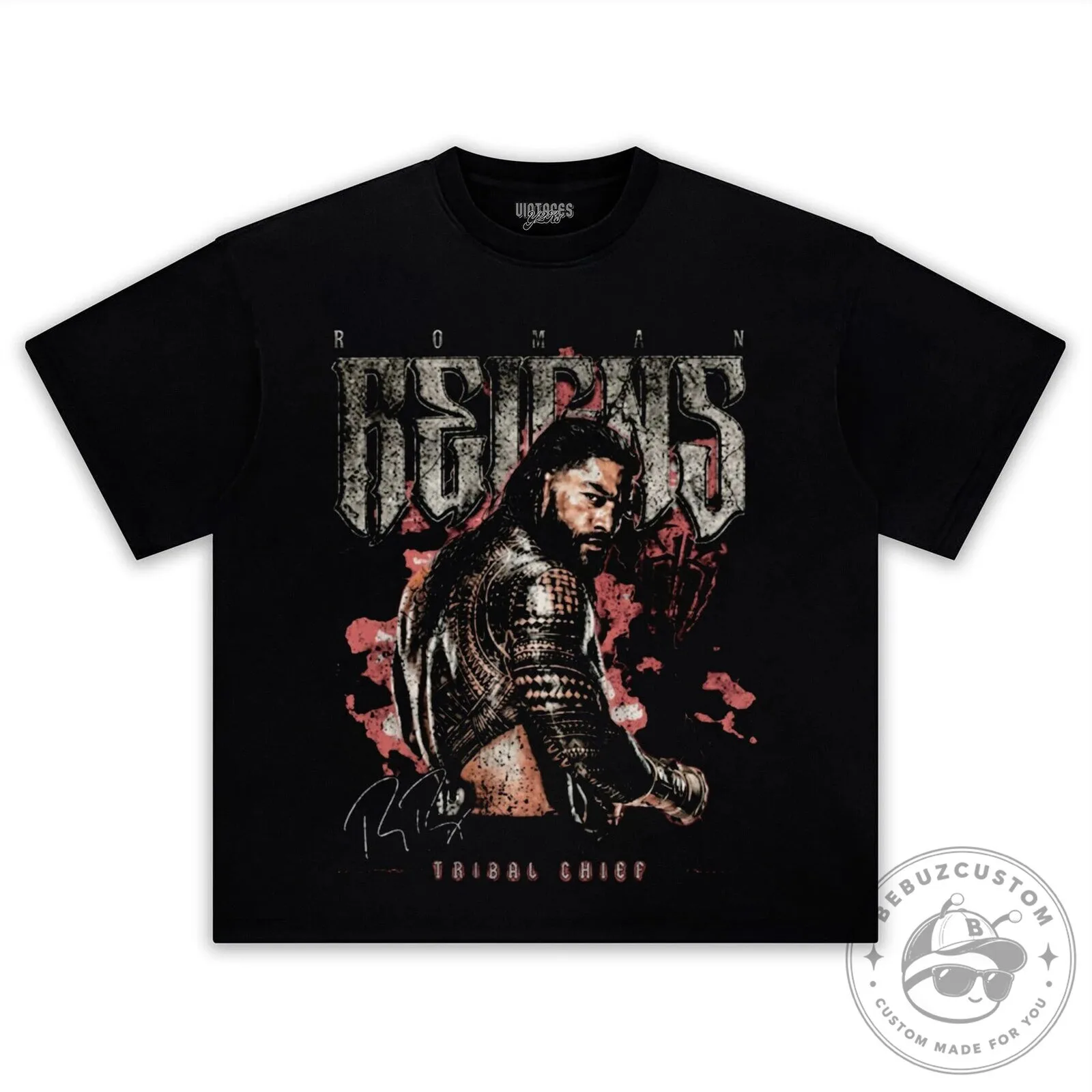 Roman Reigns Tribal Chief Vintage Wrestling Black T-Shirt