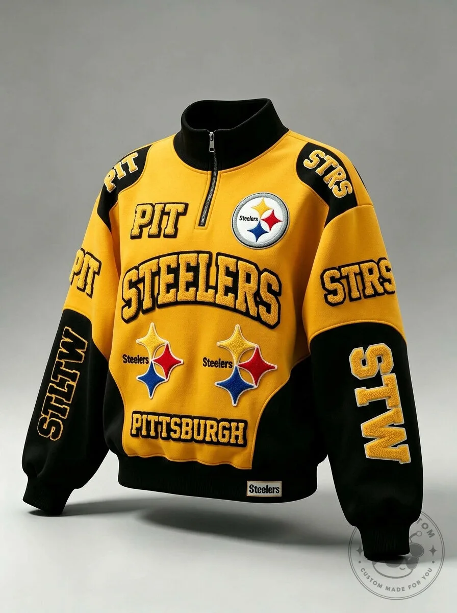 Pittsburgh Steelers Quarter-Zip Pullover Jacket, Vintage-Inspired Design