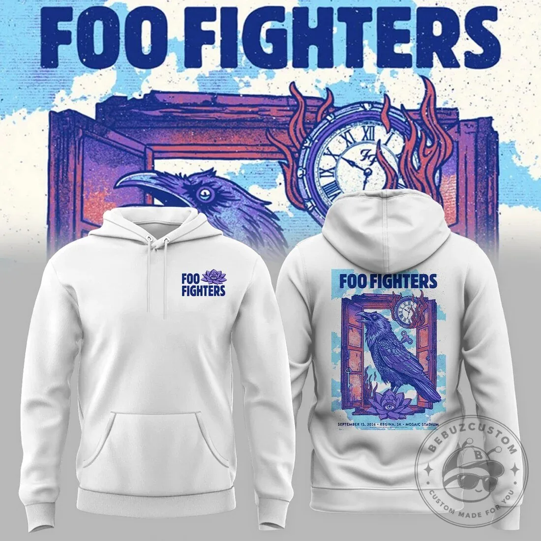 Regina's Mosaic Stadium Hoodie for the 2026 Take Cover Tour by Foo Fighters