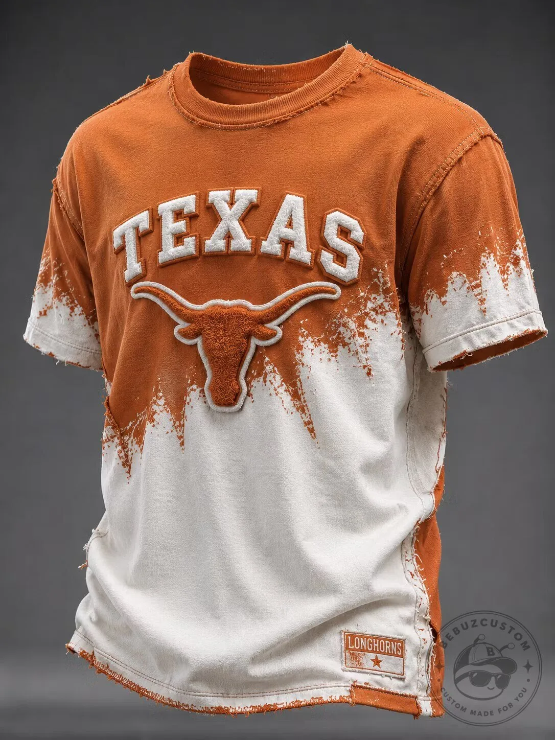 University of Texas Longhorns Distressed Orange and White T-Shirt