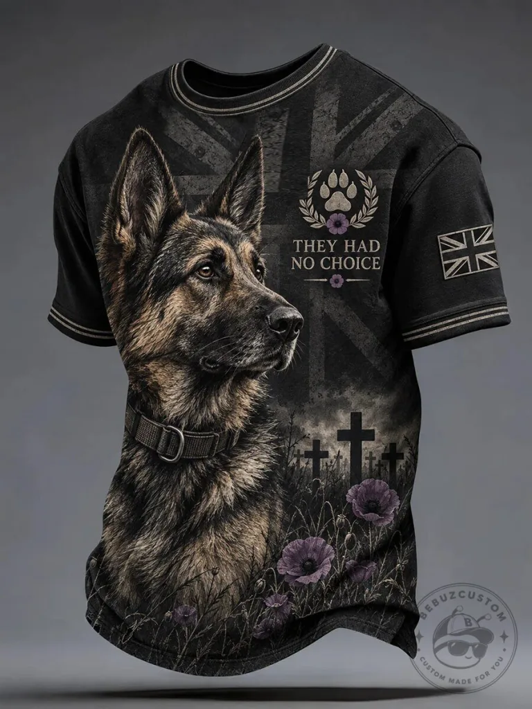 German Shepherd Lest We Forget Military Dog Remembrance T-Shirt