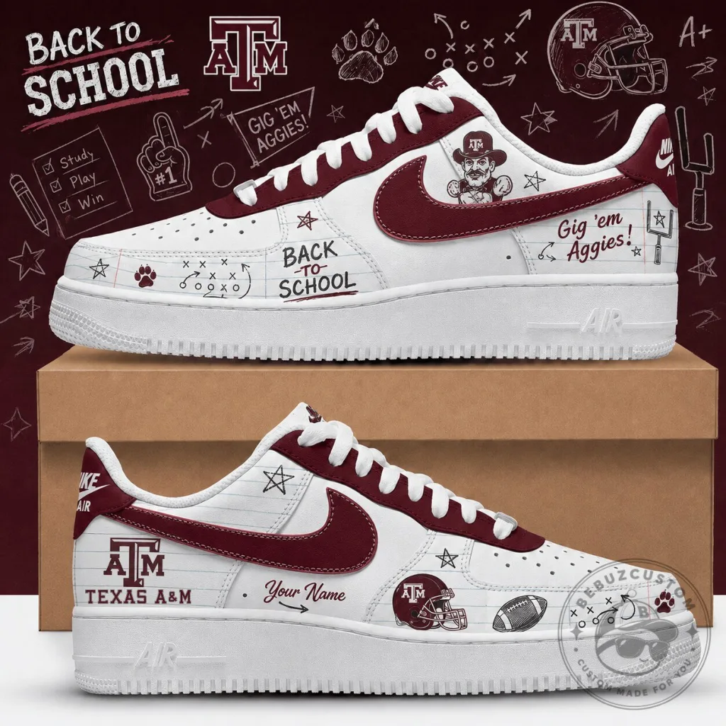 Back To School Texas A&M Aggies Custom Sneakers Shoes Back To School Texas A&M Aggies Custom Sneakers Shoes