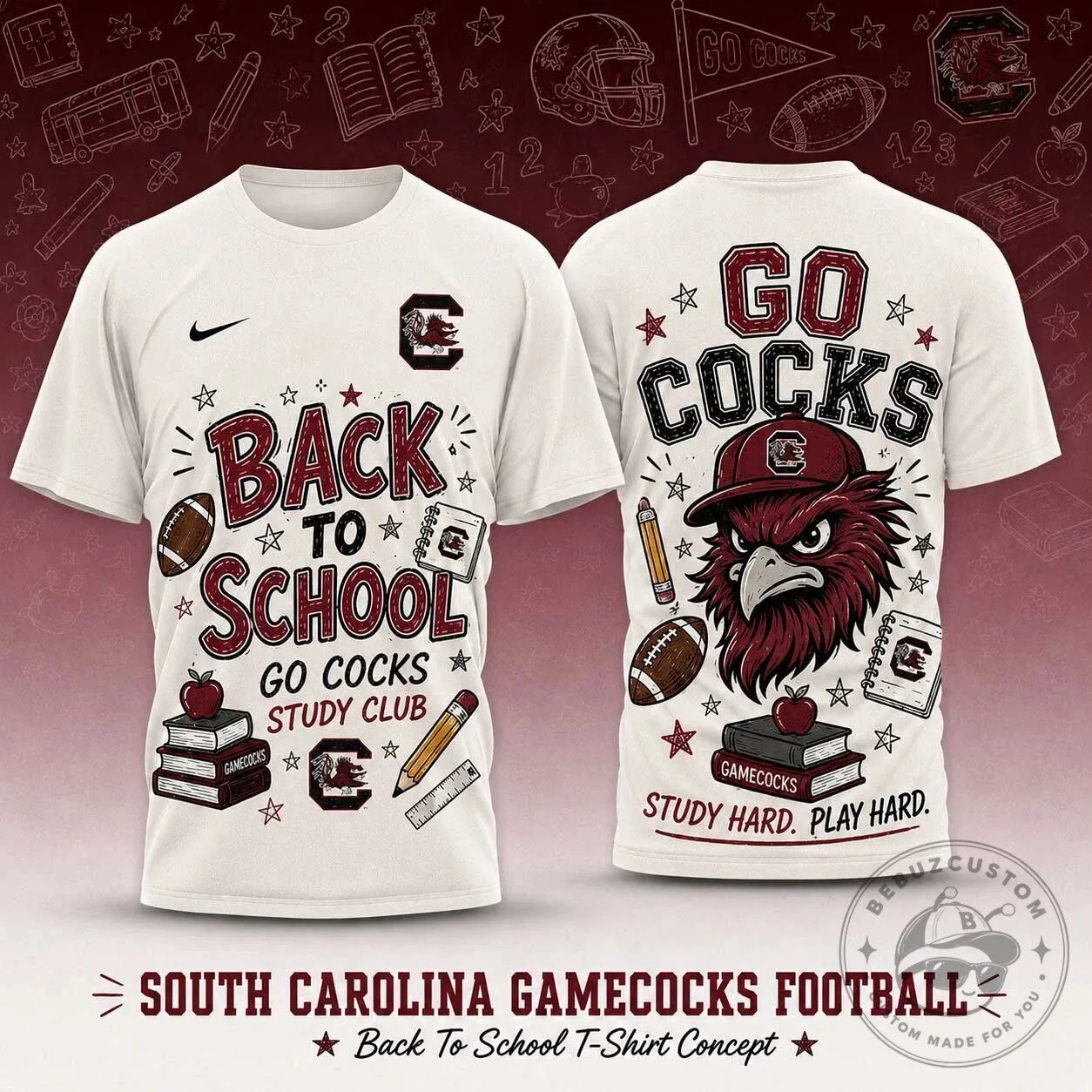 Back To School South Carolina Gamecocks Football Study Club T-Shirt