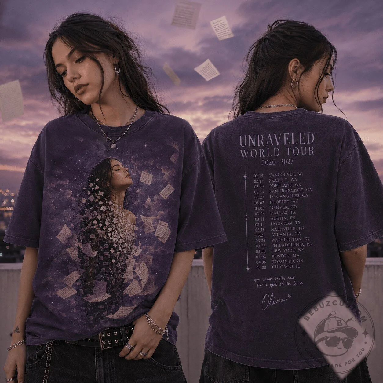 Olivia Rodrigo Unraveled World Tour Graphic T-Shirt