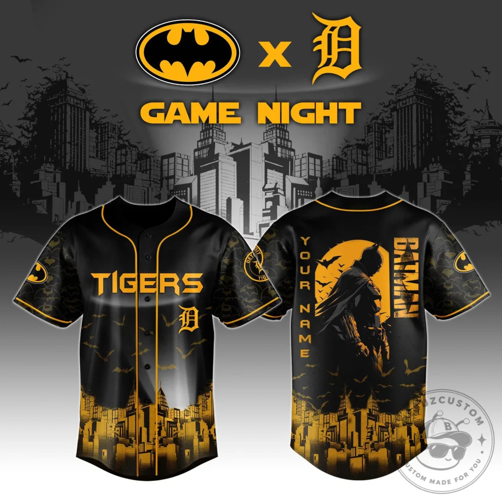 Batman Detroit Tigers Baseball Jersey Game Night Batman Detroit Tigers Baseball Jersey Game Night