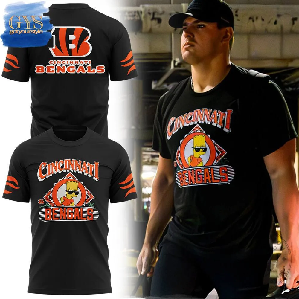 Cincinnati Football Bengals Bart Simpson Black T-Shirt