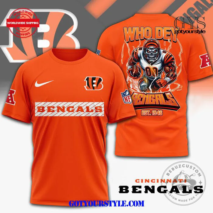 Cincinnati Football Bengals Who Dey Mascot Orange Short Sleeve T-Shirt 1 Cincinnati Football Bengals Who Dey Mascot Orange Short Sleeve T-Shirt