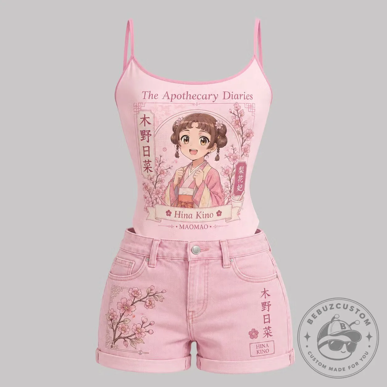 The Apothecary Diaries Hina Kino Anime Character Pink Tank Top and Shorts Set