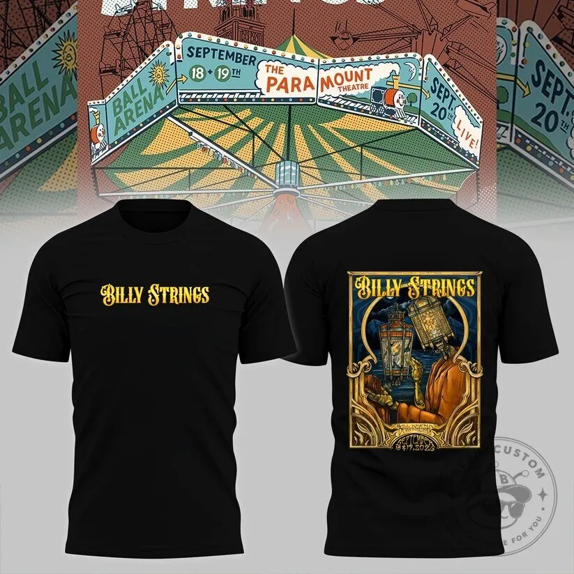 Billy Strings September 2026 Tour Concert Black Graphic T-Shirt