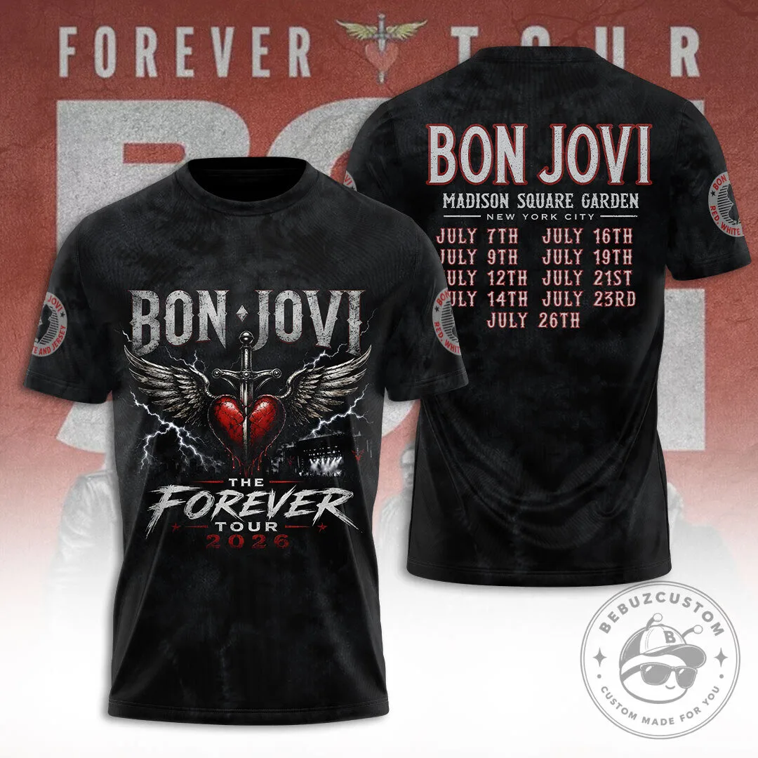 Bon Jovi The Forever Tour 2026 Madison Square Garden Black T-Shirt