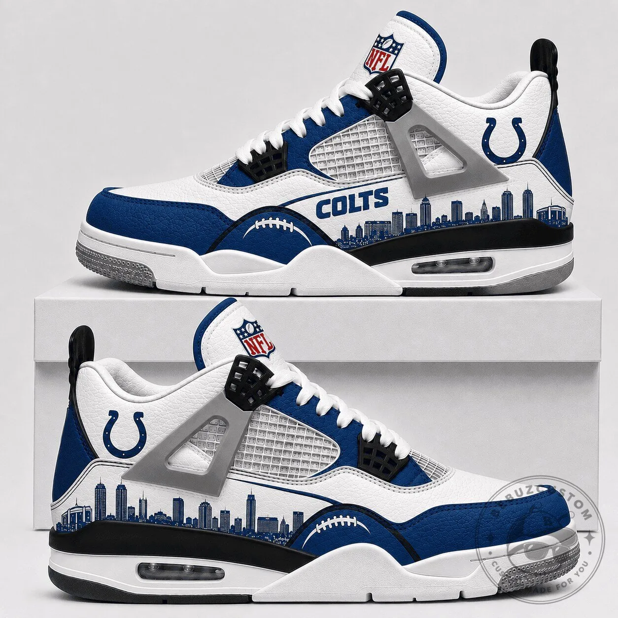 Indianapolis Colts Air Jordan 4 Style Custom Sneakers
