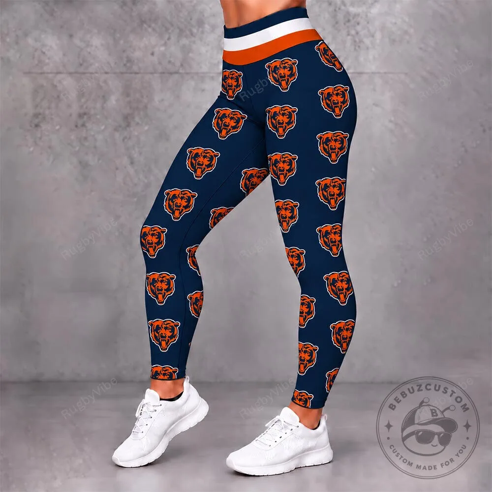Chicago Bears NFL Team Logo Pattern Womens Sports Yoga Leggings