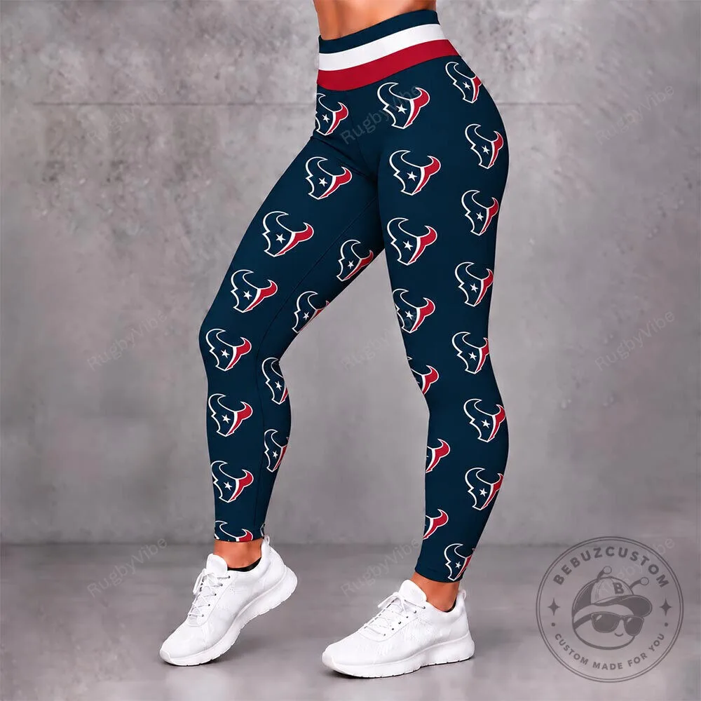 Houston Texans Women's Patterned Navy Blue Athletic Sports Yoga Leggings