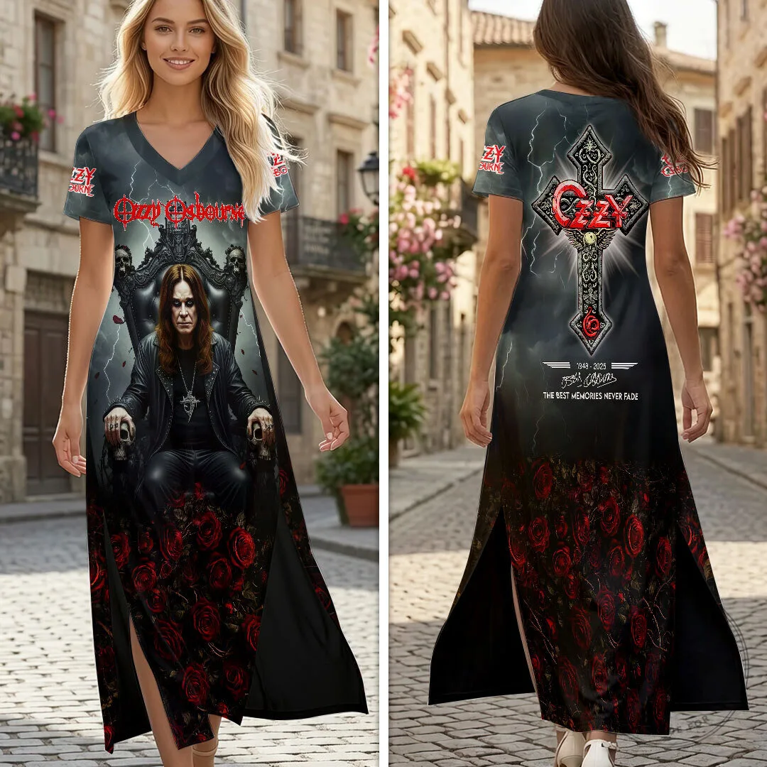 Short Sleeve Maxi Dress Featuring Ozzy Osbourne: The Best Memories Never Fade