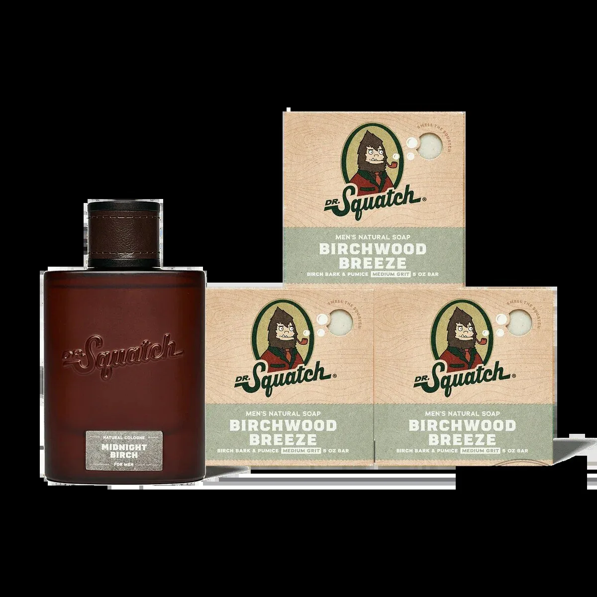 Dr. Squatch Midnight Birch Cologne and Birchwood Breeze Soap Set 3 Dr. Squatch Midnight Birch Cologne and Birchwood Breeze Soap Set